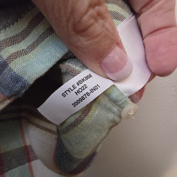 J Crew Baird McNutt Irish Linen Plaid Camp Shirt Men XL Loop Collar Short Sleeve - Picture 8 of 12